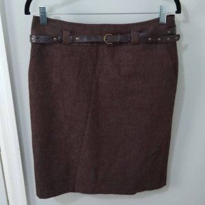 New York Clothing Co. Belted Straight Skirt